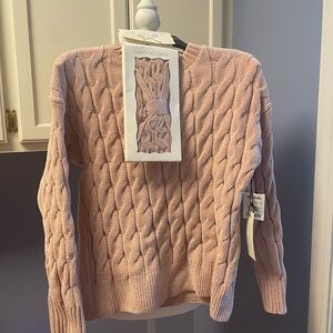 Elegant Blush Cable Knit Sweater